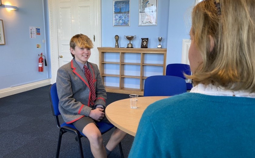 practising for an interview in Year 8