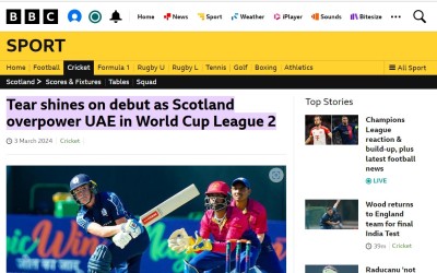 screen grab of BBC website of Charlie Tear article