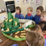 dinosaur biscuits in the food tech kitchens