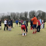 team preparing to play hockey