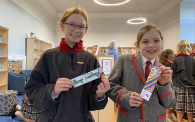 Winning bookmark designers in the new library