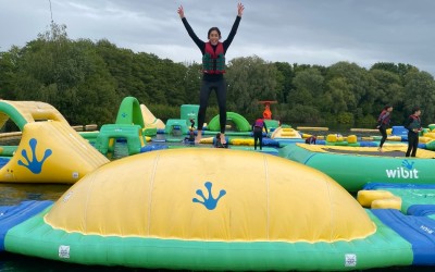 girl at water park